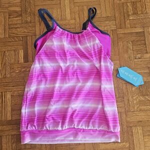 NWT FREE COUNTRY  TANKINI‎ SWIM suit TOP Size Medium Pink Black